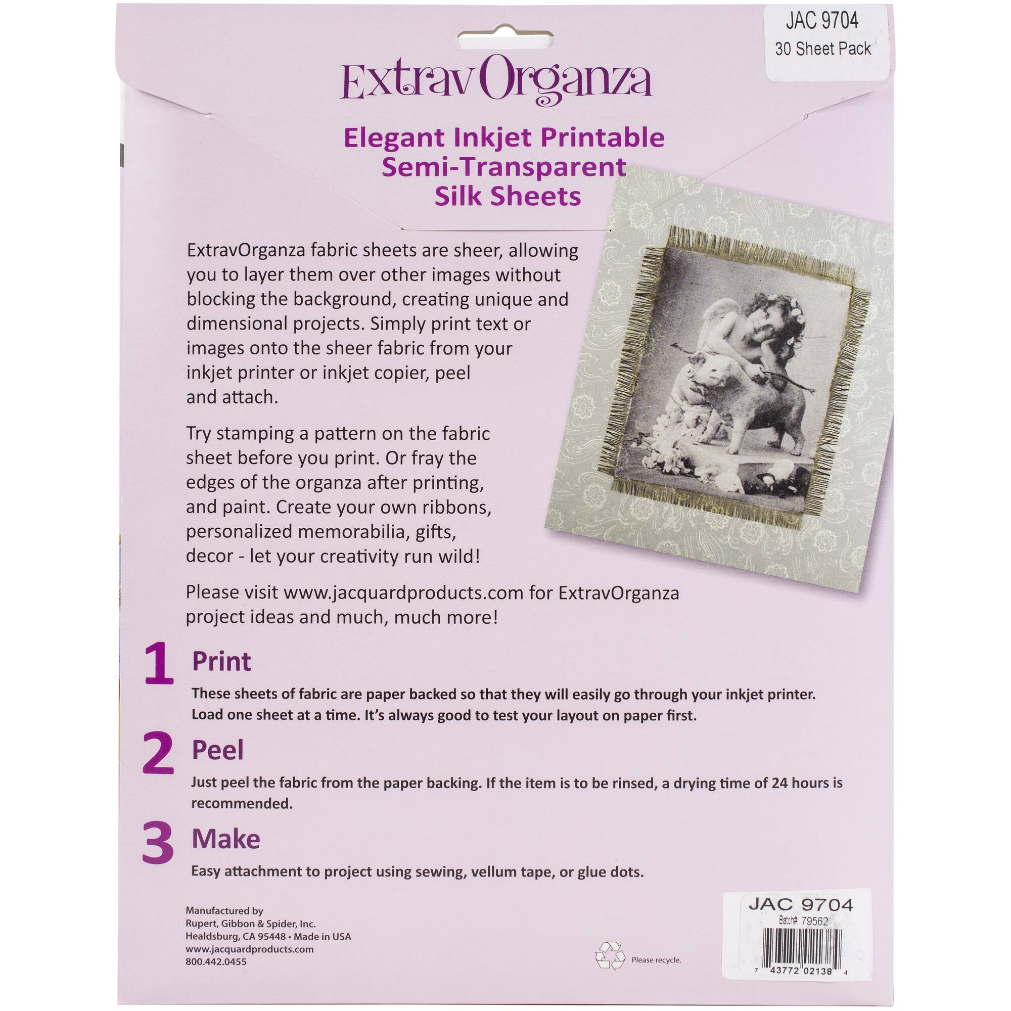 ExtravOrganza Silk Ink Jet Fabric Sheets, 8.5" x 11"